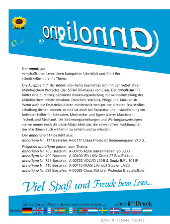 Claas Mähdrescher Protector (Senator - Klasse) Bild- Bedienungsanleitung - annoligno 117